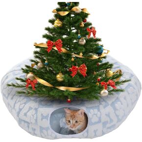 PEQULTI Cat Tunnel with Cat Bed for Indoor Cats, Cat Play Donut Tunnel with Washable Soft Plush Mat, Round Cat Tunnel Toys Cute Cat Tube for Kittens, Puppies, Rabbits and Ferrets, Brown