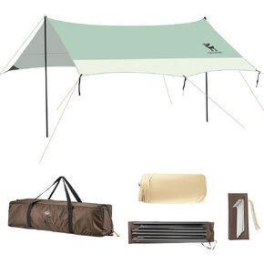 Beach Tent Camping Sun Shelter 13.78 x 14.1ft Easy to Set Up Beach Shade UPF 50+ Waterproof Beach Shade Tent for 10-12 Person, Outdoor Tent for Beach, Camping, Fishing, Picnic