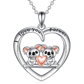 KQF Elephant/Koala/Dog/Duck/Dancer/Dragonfly Necklace for Women Sterling Silver Elephant/Koala Jewelry Pendant Necklace Animal Heart Gifts for Women