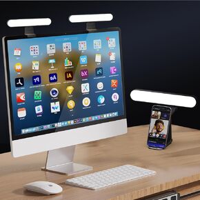 UBeesize Video Conference Lighting, LED Streaming Light for Video Calls, Webcam Light with Adjustable Monitor Mount, Zoom Lighting for Computer, Laptop Ring Light for Video Recording, Double Kit