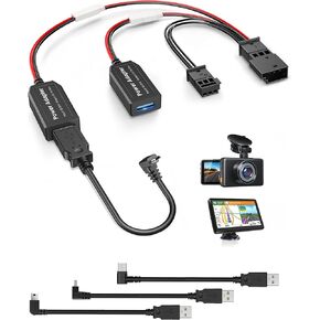 Dash Cam Power Adapter,(3P Type C)Fit Dodge RAM 1500/2500/3500/Durango/Charger,Chrysler 200/300/Pacifica,JEEP Cherokee,Connect Rain Sensor,Power Adapter Charging Cable for GPS Dashcam Mirror Camera