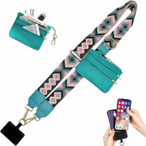 Stylish Adjustable Neck Lanyard Crossbody with Zipper Pouch, 2024 New Clip and Go Strap for Phone with Wallet Crossbody Removable Wrist Strap for All Phones (Leopard)