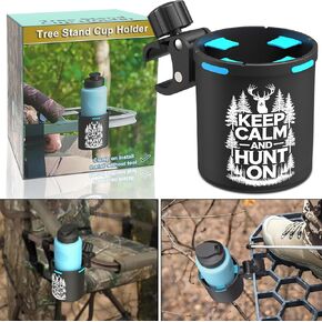 Cup Holder for Treestand Hunting, Easy Clamps On Climbing Treestands Or Hang-on Treestands, Bottle Holder for Hunting, Install No Drilling Or Tool, Hunting Gifts for Men