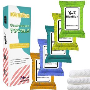24 PCS Portable Compressed Towels Tablets,Disposable Face Towel,Disposable Towel Thicker Style Coin Tissue,Disposable Washcloths for Travel,Hiking,Camping,Home,Outdoor Activities,Beauty Salon (24)