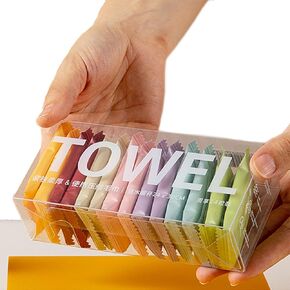 Compressed Towel Disposable washcloths for Travel face 28 Pack Wet and Dry or Dog Towel Camping Wipes for Travel Hiking Home Beauty Set in Assorted Colors, Space-Saving and Portable