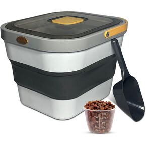 Dog Food Storage Container 30lb, Airtight Collapsible Pet Food Bin with Wheels, Scoop, and Travel Bowl, Space-Saving Design for Dry Dog/Cat Food Storage