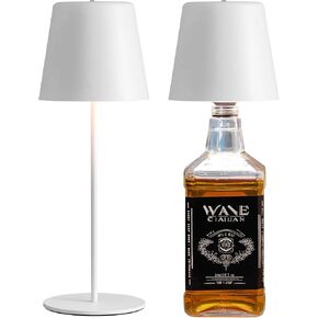 LED Wireless Bottle Lamp Shade, Rechargeable Portable Cordless Table Lamp, 3 Color Dimmable Battery Powered Desk Lamp, 5000mAh Waterproof Lights for Liquor Bottles, Restaurant (Gold, 2pcs)