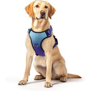 No Pull Dog Harness, Reflective Adjustable Dog Vest with Front/Back Clip Easy Control Handle for Medium Sized Large Small Dogs Walking Training Running(Small,Purple Blue)