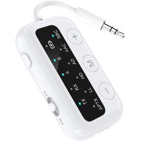 1Mii Bluetooth Airplane Adapter for up 2 AirPods or Headphones,AptX Adaptive/Low Latency/HD Audio,Plane Travel Essentials,Bluetooth Wireless Audio Transmitter Receiver for Airplane,TV,Car,PC,Gym