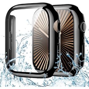 Goton Waterproof Case for Apple Watch Series 10 Screen Protector 46mm, Tempered Glass Hard PC Bumper Face Cover Compatible with iWatch Accessories 46 mm Matte Black