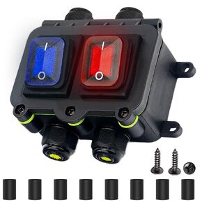 IP68 Waterproof Inline Cord Switch DPST AC 16A 250V/20A 125V/110V 4Pin 2 Position Toggle Switch Outdoor Waterproof Box ON/Off with Non-Illuminated KCD4 Screws Heat Shrink Tubing
