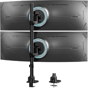 Dual Monitor-Arm Ultrawide Heavy Duty - 27-57 inch Vertical Dual Monitor Mount, Adjustable Stacked Double Monitor Desk Mount Stand, Max Load 59.4 lbs (per Screen), VESA 75 100 mm, Black