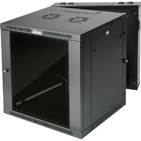 Fully Welded Server Cabinet, 12U Wall Mount Rack, 17.7inch Depth Network Rack, Mesh Door, Swing Out, Load Bearing 242lbs (110 kg), Network Cabinet for 19in Computer/AV/Data/IT Equipment