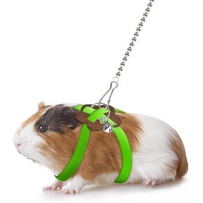 2 Pack Adjustable Hamster Leash Harness for Harness for Ferret Baby Rabbit Hamster Rat Mouse Leash Lead with Bell (Black)