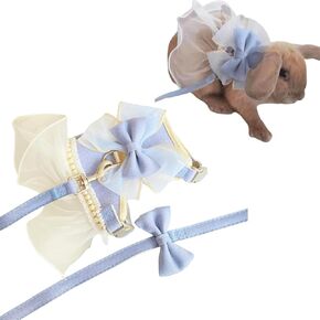Rabbit Harness and Leash for Walking Escape Proof - Cute Skirt Mesh Breathable Bunny Vest Harness Outdoor Camping Hiking Training - Also Suit for Small Animals (Pink,M)