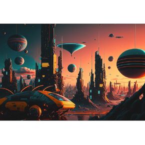 Aquarium Background Night City Cyber Punk Landscape Terrarium Background Beyond Generation and Futuristic of Sci-Fi Capital City Fish Tank Backdrop Reptile Habitat Background Vinyl 24x12in