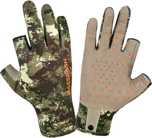 BASSDASH Unisex Fingerless Fleece Liner Camo Hunting Gloves for Cold Weather UPF 50+ Lightweight Fishing Photography HG06 in Kuwait