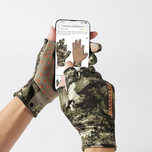 BASSDASH Unisex Fingerless Fleece Liner Camo Hunting Gloves for Cold Weather UPF 50+ Lightweight Fishing Photography HG06 in Kuwait