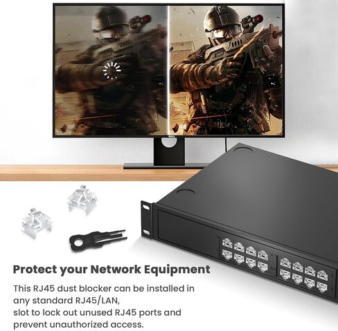 24 قطعة قفل منفذ RJ45 مع مفتاحين، قفل منفذ RJ45/مانع الغبار، غطاء غطاء الغبار RJ45 واقي مقابس منفذ RJ45، أجهزة منفذ RJ45 المتوافقة، أحمر in Kuwait