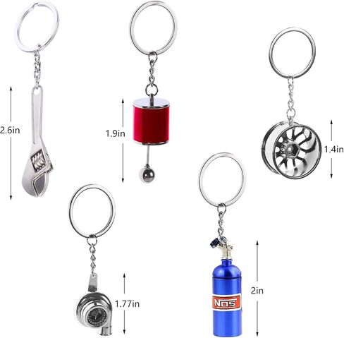 KKC HOME ACCENTS 5 Pcs Car Parts Metal Key Chain Set Auto Part Model Metal Keyring Holder Spinning Turbo Wheel Rim Tyre Six Speed(Style A) in Saudi Arabia