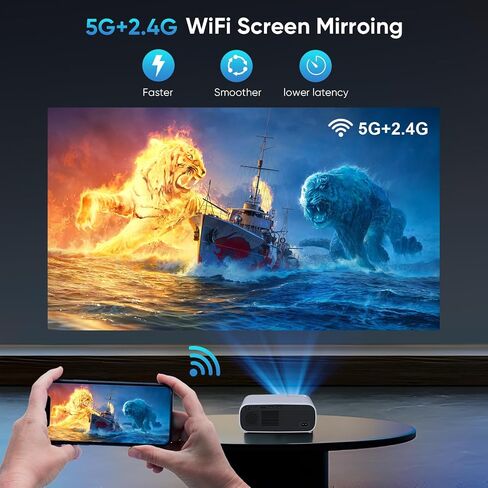 Projector with WiFi and Bluetooth, 18000 Lumen Native 1080P Projector,Portable Outdoor Projector, Movie Mini Projector Compatible with iOS/Android/HDMI/ TV Stick in Saudi Arabia