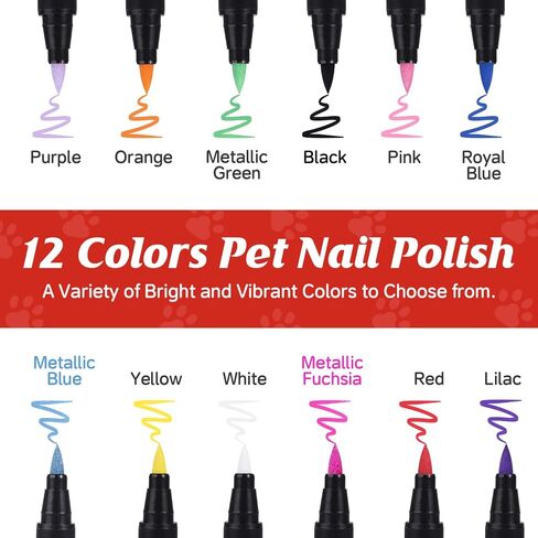 Christmas Dog Nail Polish Pens Quick Dry,Christmas Special Packaging,12 Colors Safe Dog Nail Polish Set to DIY Pretty Nails, Ideal Gifts for Dogs Cats Light Dark Nails,Odorless, Non-Toxic,Water-Based in Saudi Arabia