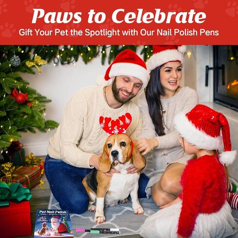 Christmas Dog Nail Polish Pens Quick Dry,Christmas Special Packaging,12 Colors Safe Dog Nail Polish Set to DIY Pretty Nails, Ideal Gifts for Dogs Cats Light Dark Nails,Odorless, Non-Toxic,Water-Based in Saudi Arabia