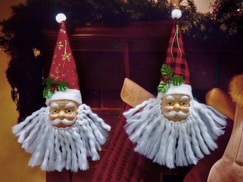 4pcs Packing Christmas Tree Haning Ornaments Santa Claus Hanger Decoration,Vintage Handmade Santa Claus Head Ornament for Home Holiday Decor in Saudi Arabia