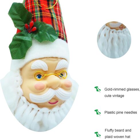 4pcs Packing Christmas Tree Haning Ornaments Santa Claus Hanger Decoration,Vintage Handmade Santa Claus Head Ornament for Home Holiday Decor in Saudi Arabia