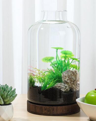 PONDON 1.3 Gallon Fish Bowl Vase, Glass Plant Terrarium Kit, Complete with Wooden Base and Water Changer in Saudi Arabia