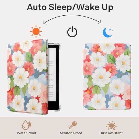 CoBak Case for Kindle Paperwhite (6.8" 11th Generation 2023 Released) & Paperwhite Signature Edition- New PU Leather Cover and Clear Soft Silicone Back Cover with Auto Sleep Wake Feature in Saudi Arabia