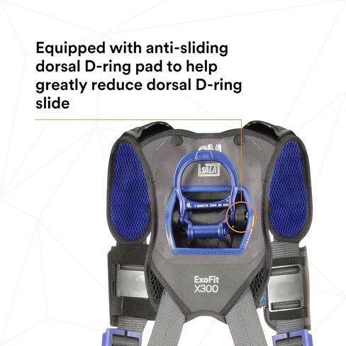 3M 1113121 DBI-SALA ExoFit X300 Comfort Construction Positioning Safety Harness, Construction Fall Protection, Aluminum Back and Hip D-Rings, Auto-Locking Quick Connect Leg and Chest Buckles, Small in Saudi Arabia