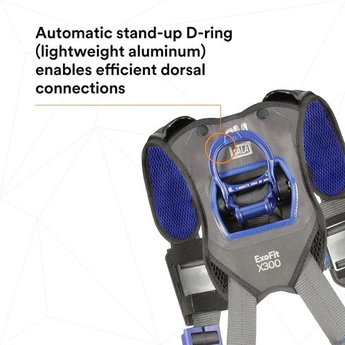 3M 1113121 DBI-SALA ExoFit X300 Comfort Construction Positioning Safety Harness, Construction Fall Protection, Aluminum Back and Hip D-Rings, Auto-Locking Quick Connect Leg and Chest Buckles, Small in Saudi Arabia