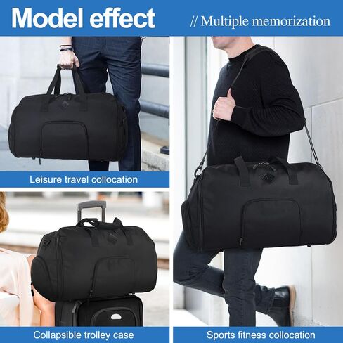 Convertible Garment Duffle Bag Backpack 60L,Nylon Carry on Travel Garment Bag with Shoe Compartment for Men Women 2 in 1 Hanging Suit Bag Waterproof Weekender Bag in Saudi Arabia