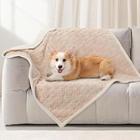 LOOBANI Waterproof Bed Blanket for Dogs: Pet Blanket Liquid Pee Proof for Bed Couch Sofa, Soft Warm Sherpa Fleece Washable Reversible Blanket, Waterproof Blanket for Small Dogs Cats, 25"x 35" in Saudi Arabia