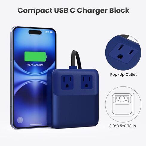 USB C Charger Block,135W GaN IV Fast Charging Station Hub,6-in-1 USB C Power Strip with Flat Plug and 5ft Cord,2 AC,2 USB A,2 USB C,PD 65W Laptop Charger for MacBook Air/Pro,iPhone16/15,Galaxy S24 etc in Saudi Arabia