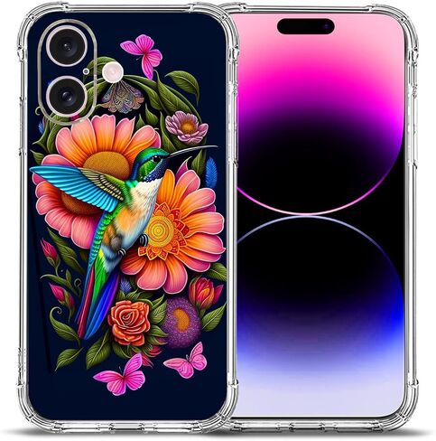 Case for iPhone 16,Orange Elephant Flowers Drop Protection Shockproof Case TPU Full Body Protective Scratch-Resistant Cover for Apple iPhone 16 in Kuwait
