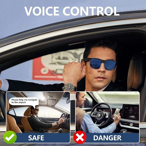 نظارات ذكية للرجال، نظارات شمسية بلوتوث مستقطبة مع مكبرات صوت، نظارات شمسية ذكية بلوتوث 5.3، تدعم الحماية من الأشعة فوق البنفسجية الرياضية/الخارجية/المساعد الصوتي in Saudi Arabia
