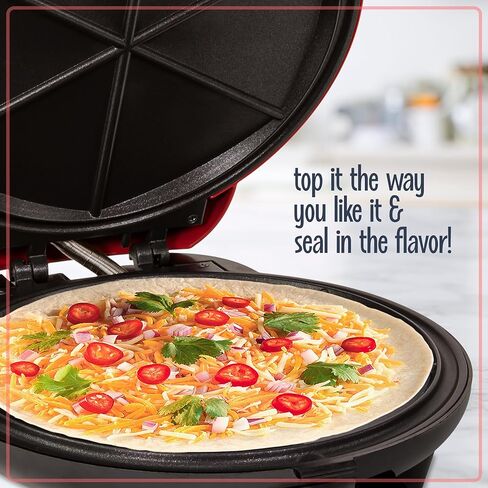 نوستالجيا صانعة الكاساديلا الكهربائية ذات 6 أسافين مع مزلاج حشو إضافي، 8 بوصة، أحمر in Kuwait