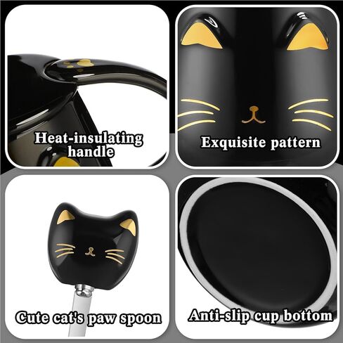 Cat Coffee Cup Warmer Coffee Warmer with Mug for Women Electric Coffee Mug Heater Temperature Control Ceramic Cute Cat Smart Coffee Warmer for Office Christmas Birthday Gift (White) in Kuwait