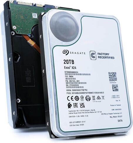 Seagate Exos X24 20TB Enterprise Hard Drive HDD SATA 6Gb/s 512MB Cache 7200 RPM 512e CMR Helium Sealed 3.5in Hard Drive ST20000NM000H (Renewed) in Saudi Arabia