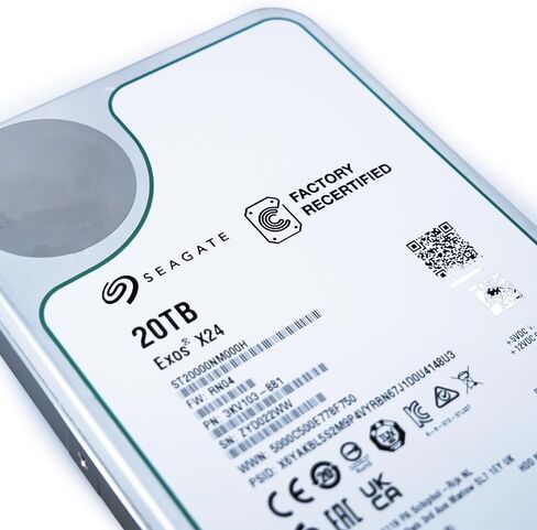 Seagate Exos X24 20TB Enterprise Hard Drive HDD SATA 6Gb/s 512MB Cache 7200 RPM 512e CMR Helium Sealed 3.5in Hard Drive ST20000NM000H (Renewed) in Saudi Arabia