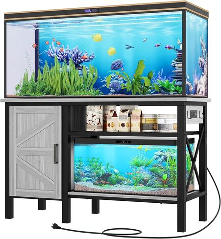 YITAHOME Heavy Duty Metal Aquarium Stand with Power Outlets, 55-75 Gallon Fish Tank Stand with Cabinet Accessories Storage Suitable for Fish Tank, Turtle Tank, 880LBS Capacity, Brown in Saudi Arabia