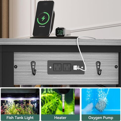 YITAHOME Heavy Duty Metal Aquarium Stand with Power Outlets, 55-75 Gallon Fish Tank Stand with Cabinet Accessories Storage Suitable for Fish Tank, Turtle Tank, 880LBS Capacity, Brown in Saudi Arabia