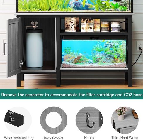 YITAHOME Heavy Duty Metal Aquarium Stand with Power Outlets, 55-75 Gallon Fish Tank Stand with Cabinet Accessories Storage Suitable for Fish Tank, Turtle Tank, 880LBS Capacity, Brown in Saudi Arabia