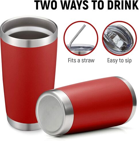 COMOOO 20oz Double Wall Vacuum Insulated Travel Mug, Stainless Steel Tumbler with Lid and Straw Durable Powder Coated Insulated Coffee Cup for Cold & Hot Drinks (Army Green, 2 Pack in Saudi Arabia