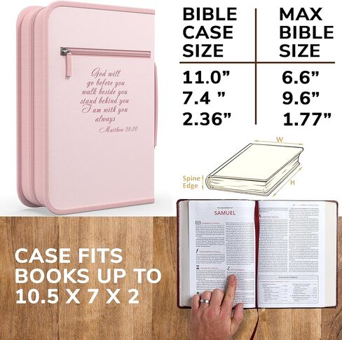 حقيبة الكتاب المقدس من DEHITE للنساء - حقيبة الكتاب المقدس متوسطة الحجم - حجم الكتاب 9.6 × 6.6 × 1.7 بوصة | فتحات القلم | جيب بسحاب | قماش فاخر - إكسسوارات هدايا مسيحية ذات زهور خضراء داكنة in Kuwait