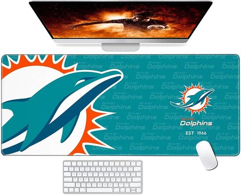 Stitched Edges Mouse Desk Pad,Large Gaming Mouse Pad for Laptop Computer Desktop Keyboard,Orange Blue Design Mat for Football Sport Fans Mousepad in Saudi Arabia