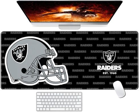 Stitched Edges Mouse Desk Pad,Large Gaming Mouse Pad for Laptop Computer Desktop Keyboard,Orange Blue Design Mat for Football Sport Fans Mousepad in Saudi Arabia