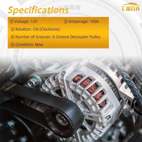 Alternator 12V 120A Compatible With 2014-2018 Nissan Rogue L4 2.5L, 2014-2018 Xtrail Replace 23100-4BA0A,23100-4BA0B,TG12C152 in Kuwait